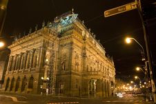 Night Nation Theatre Prague Royalty Free Stock Photography