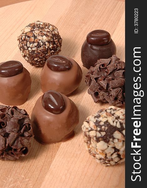 Candy assortments with coffee beans and nuts