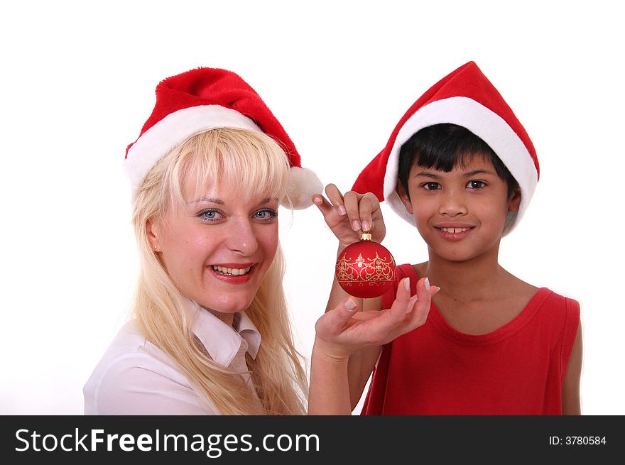 Little santa claus and girl