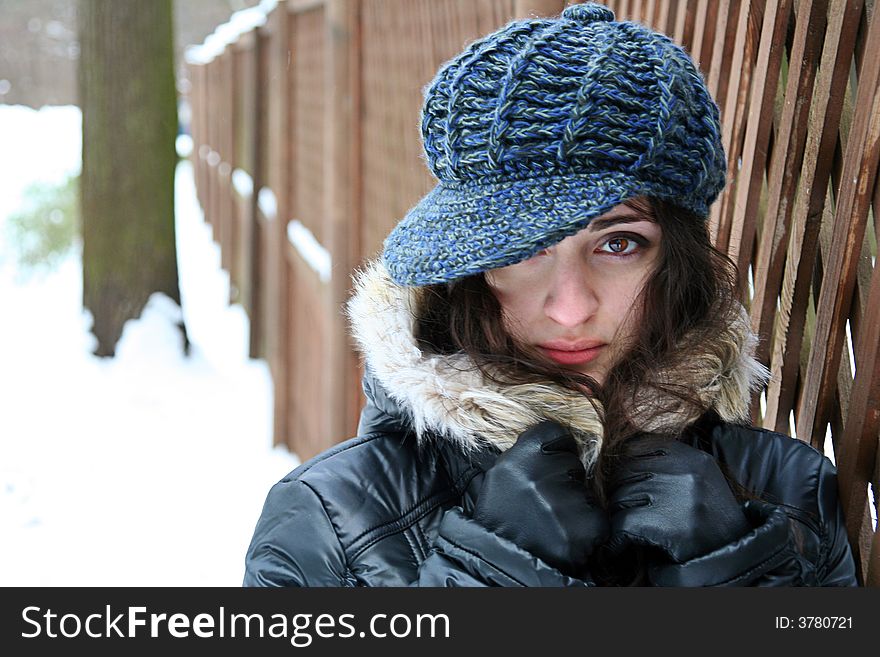 A girl in winter clothes. A girl in winter clothes