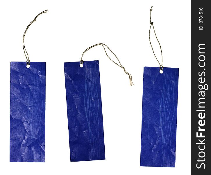 Blue crampled price or gift tags