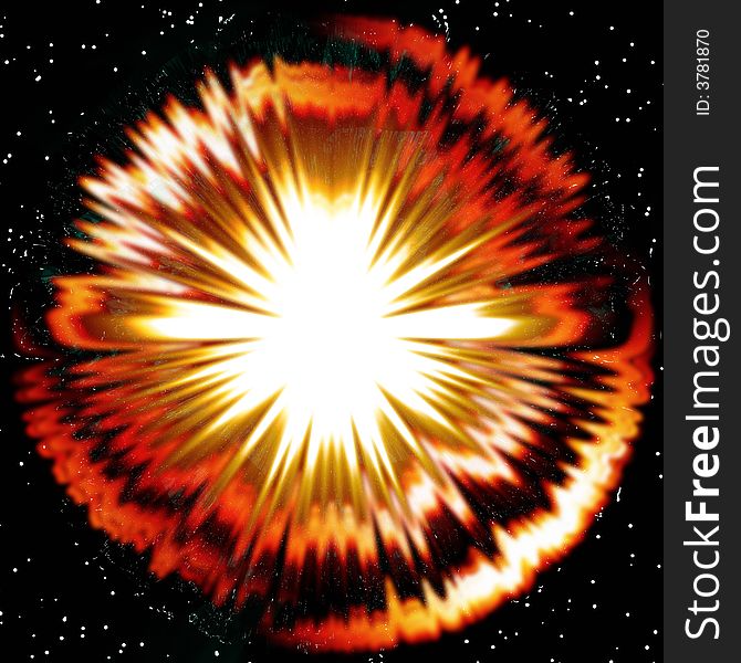 Computer generated illustration of explosion in space. Computer generated illustration of explosion in space