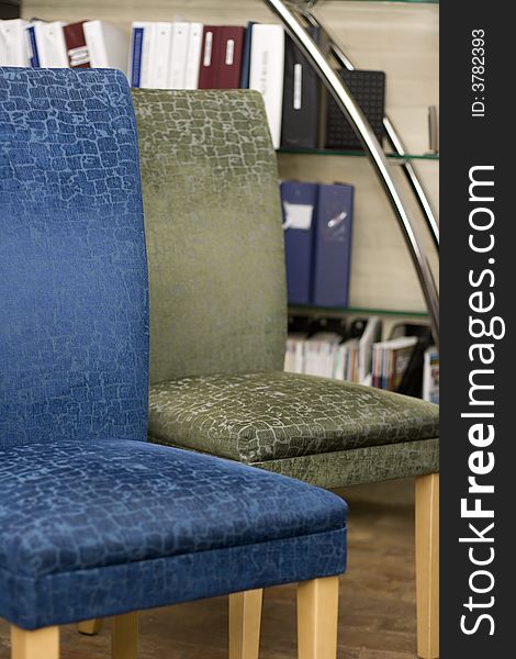 Blue and green elegant office chairs. Blue and green elegant office chairs