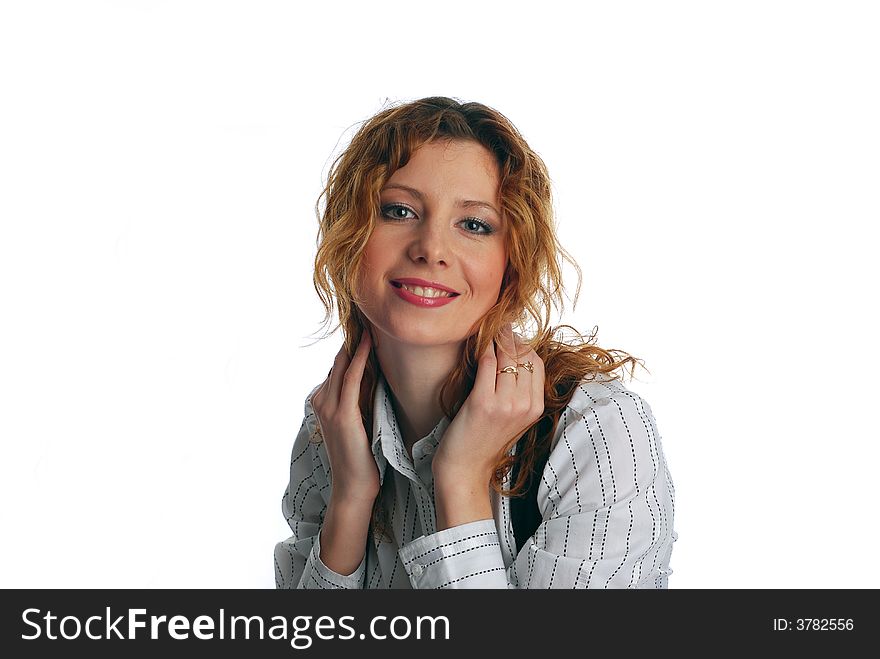 Portrait smile girl on a white background