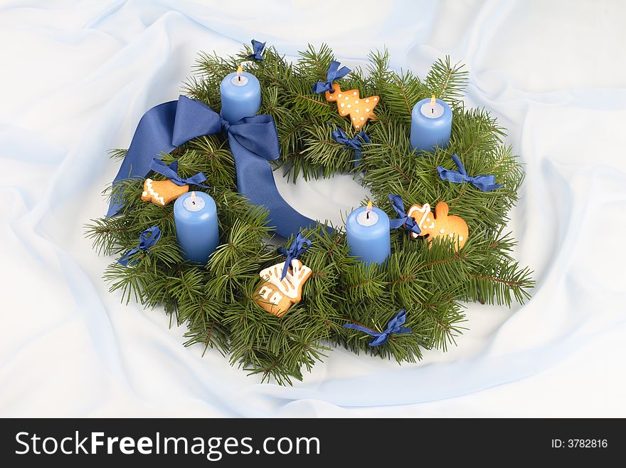 Advent wreath with blue candles