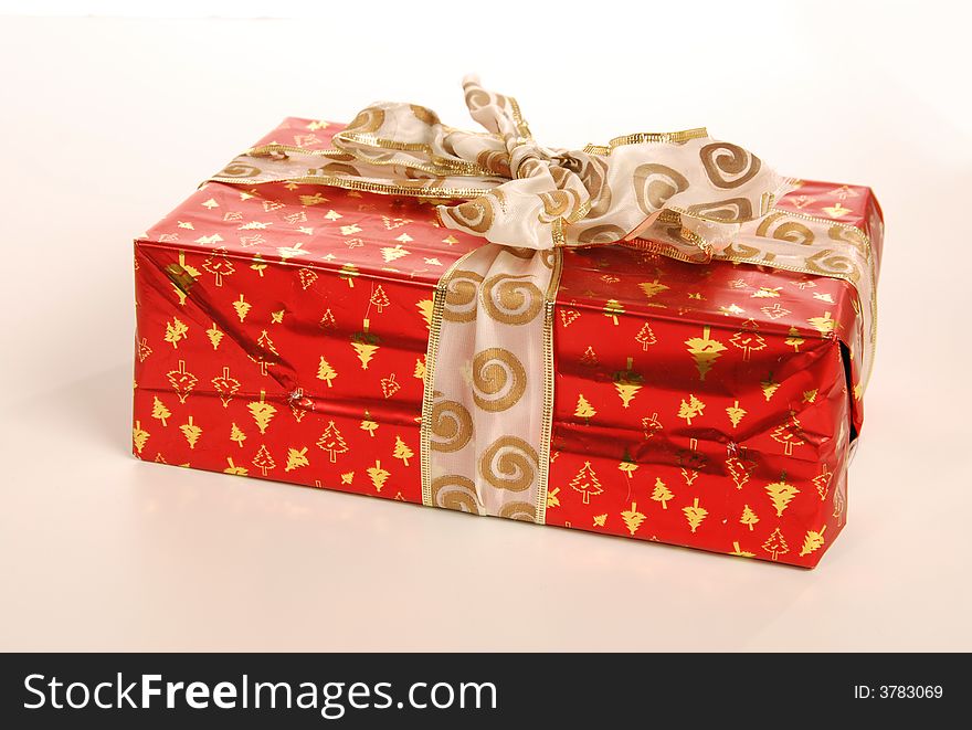 The red present boxes on white background. The red present boxes on white background
