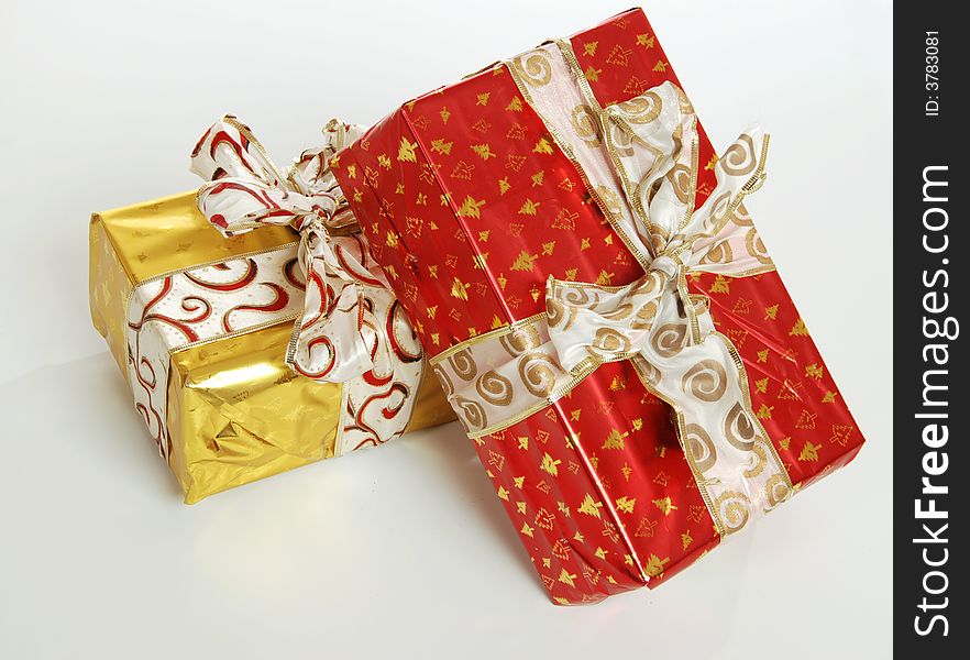 The two present boxes on white background