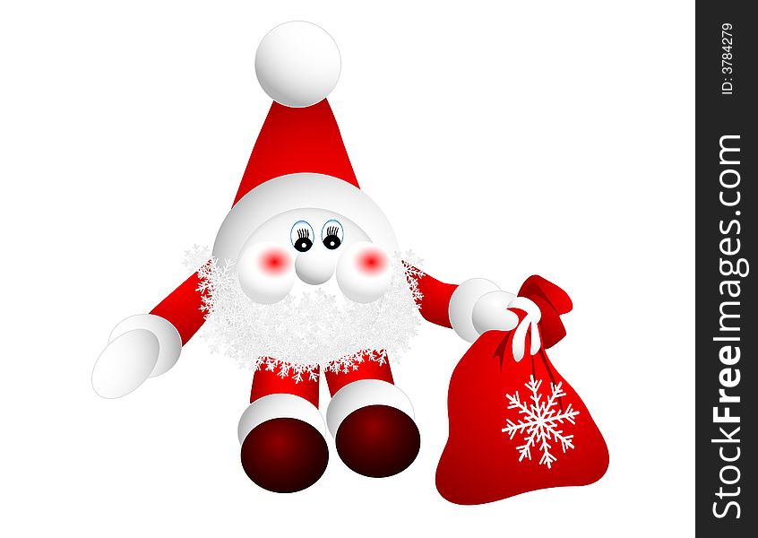 Santa Claus with gift bag, vector illustration, AI files included