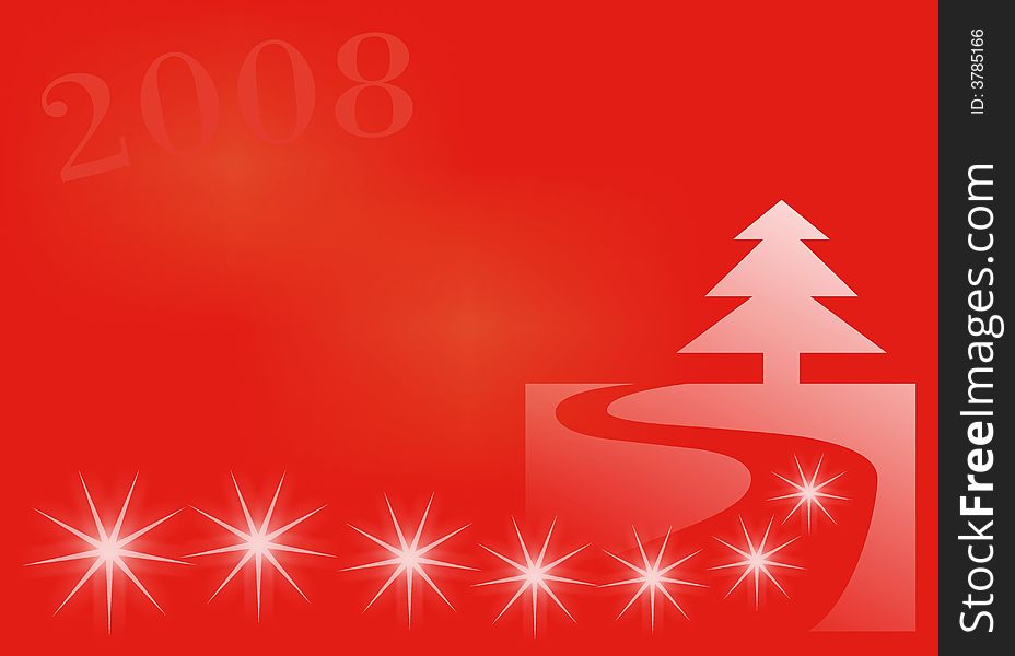 New year background with tree and stars
