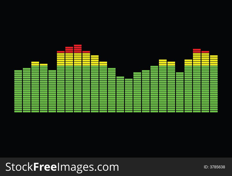 Illustration of a editable equalizer spectrum of music signals. A editable version is also available!. Illustration of a editable equalizer spectrum of music signals. A editable version is also available!