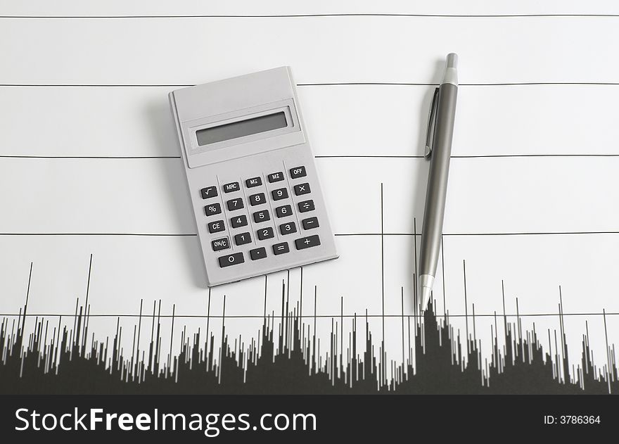Background of stock exchange and calculator. Background of stock exchange and calculator