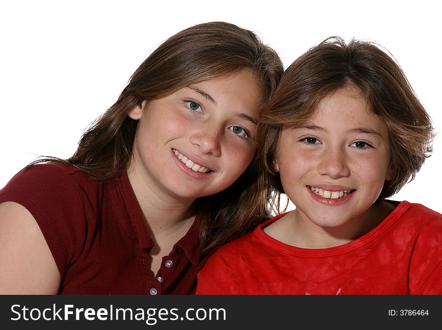 Portrait of two young girls (sisters). Portrait of two young girls (sisters)