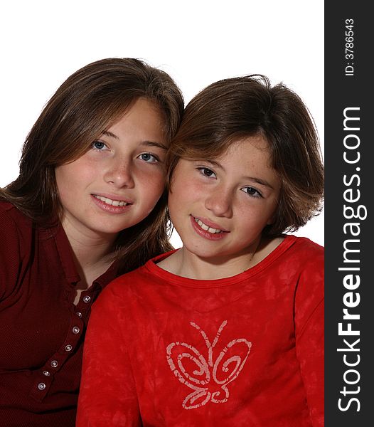 Portrait of two young girls (sisters). Portrait of two young girls (sisters)