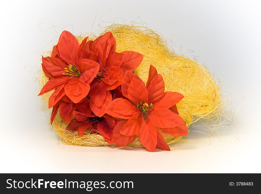 Christmas wreath, poinsettia flowers wreath. Christmas wreath, poinsettia flowers wreath