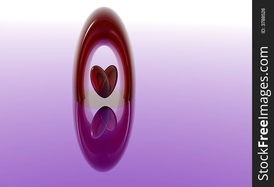 Valentine from a red transparent ring and heart. Valentine from a red transparent ring and heart