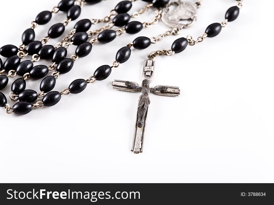 Rosary on the white background. Rosary on the white background.