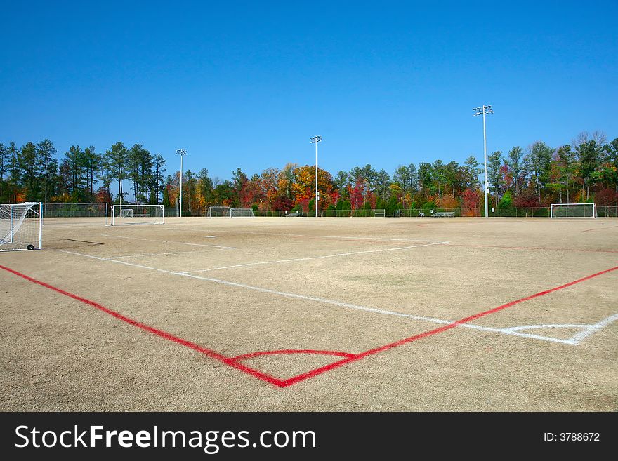 Soccer field in a public park.