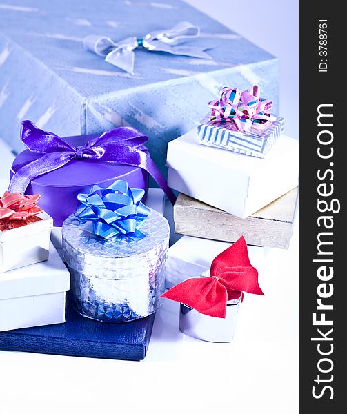 Shoot of boxes with gifts.
