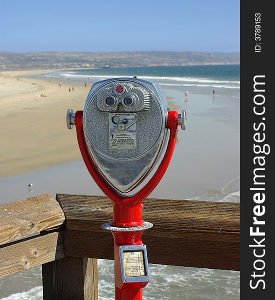 Scenic for pay binoculars at a beach. Scenic for pay binoculars at a beach