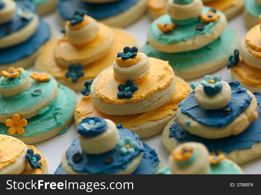 Rows Of Delicately Decorated Gourmet Cookies