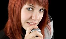 Girl Singing On Microphone Stock Images Girl Singing On Microphone Stock Images