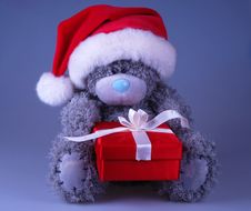 Santa Bear With Gift Stock Images Santa Bear With Gift Stock Images