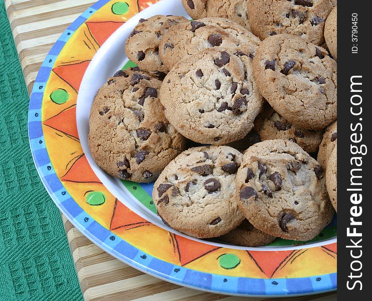 Chocolate Chip Cookies On A Plate