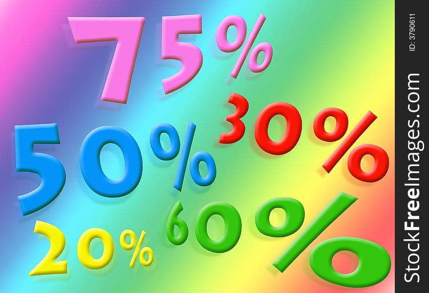 Discounts percentages on a colorful background