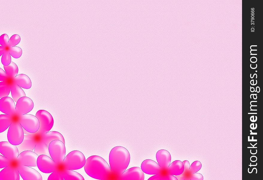 Pink flowers frame as decoration on this background. Pink flowers frame as decoration on this background