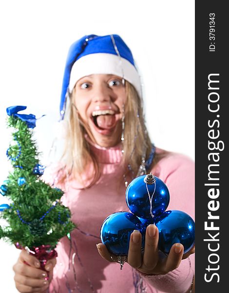Portrait of happiness girl with xmas decorations. Portrait of happiness girl with xmas decorations