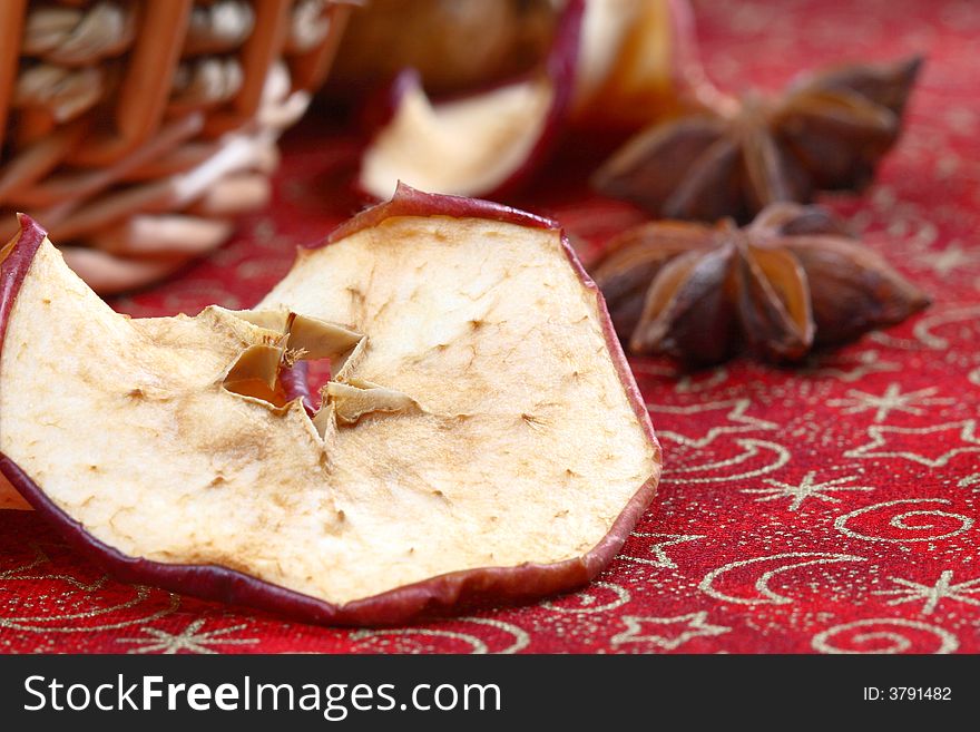 Close up of dried apples. Close up of dried apples