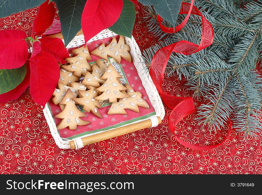 Christmas still life with giingerbread cookies