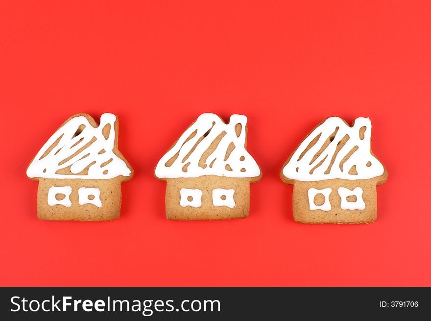 Christmas gingerbread cookies- cottages on the red