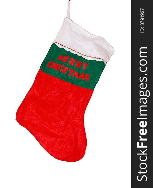 A christmas stocking with a clipping path,. A christmas stocking with a clipping path,