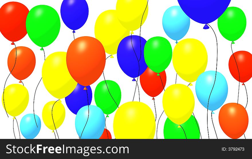 The different fly colorized balloons. The different fly colorized balloons