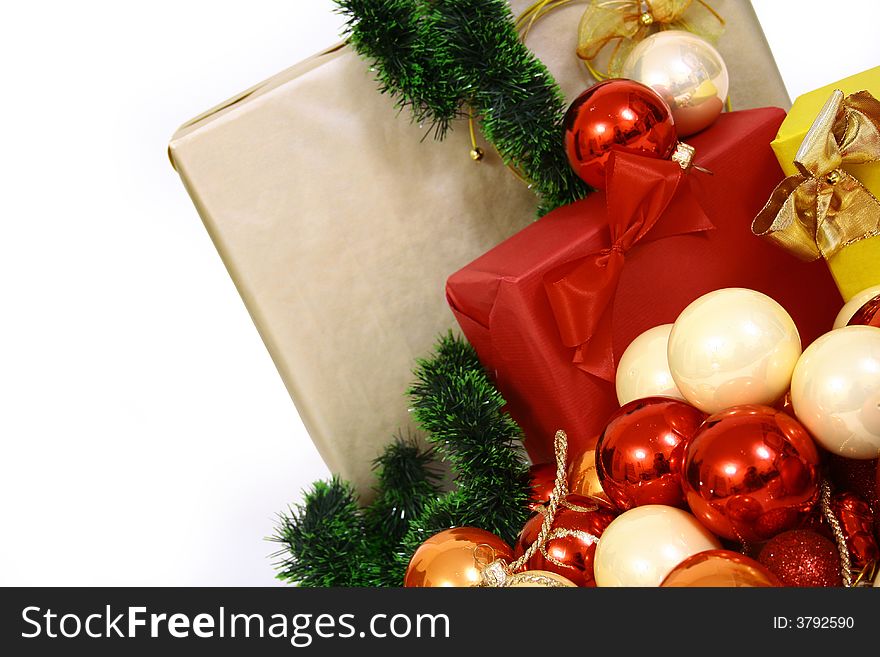 Christmas balls on a white background