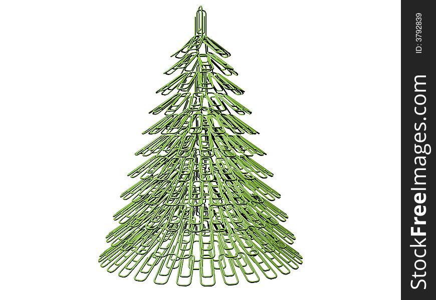 The green Christmas tree maiden with office fastener. The green Christmas tree maiden with office fastener