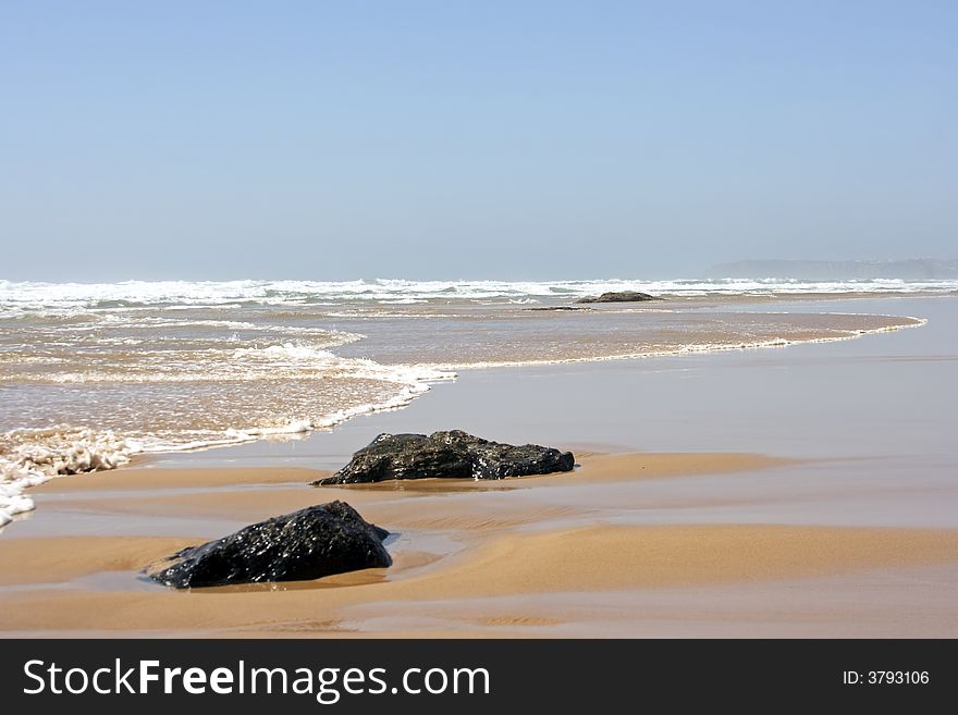 The Atlantic Ocean in Portugal on a beautiful summer day