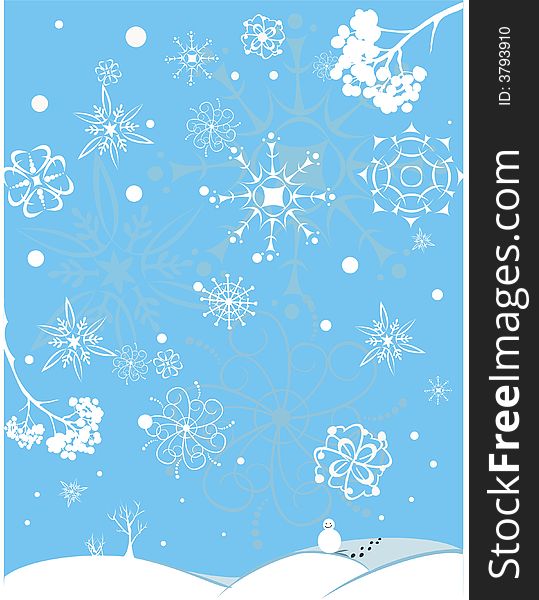 Winter background with snowflakes on blue background. Winter background with snowflakes on blue background