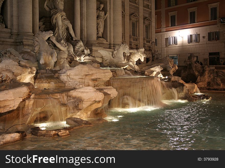 The Trevi Fountain Night (Italian: Fontana di Trevi) Rome Italy Europe. The Trevi Fountain Night (Italian: Fontana di Trevi) Rome Italy Europe