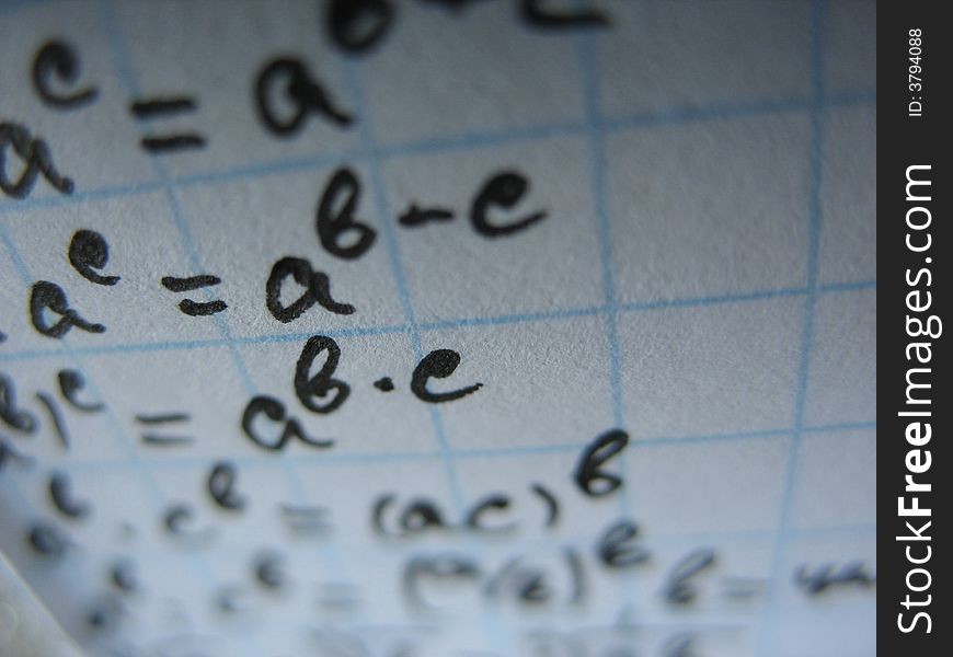 Mathematical formulas in paper sheet