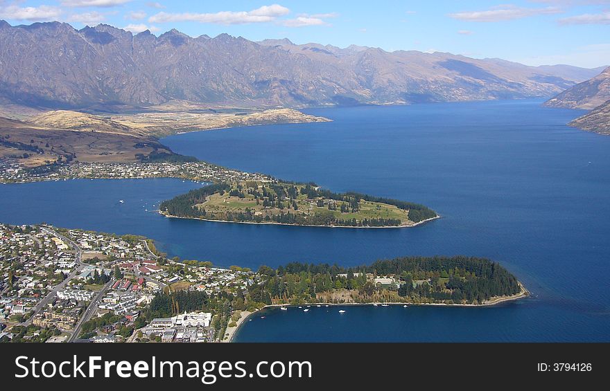 Panoramic view of Qeenstown, New Zealand. Panoramic view of Qeenstown, New Zealand