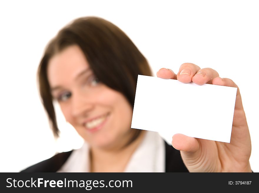 Businesswoman Closeup - presenting her business card