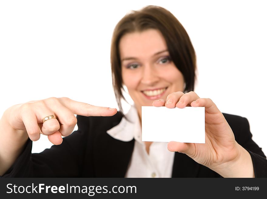 Businesswoman Closeup presenting her business card