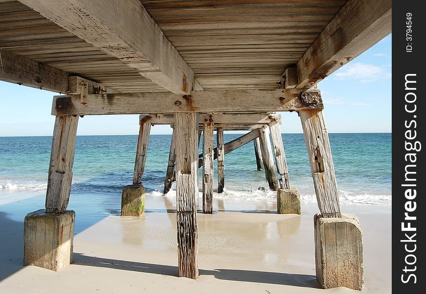 Wood & Concrete Pier on the South Coast of South Australia. Wood & Concrete Pier on the South Coast of South Australia