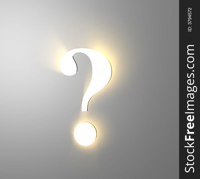 Bright glowing question mark in a light style
