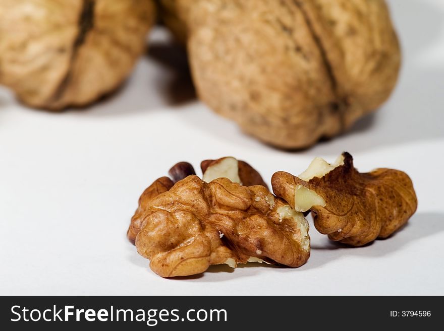 Walnut in closeup by macro lens