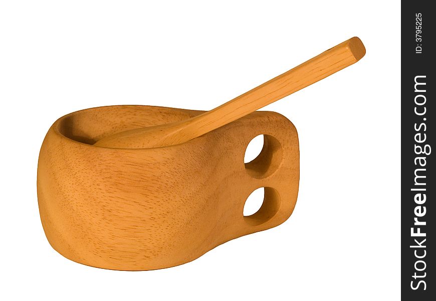 Wooden cup and spoon