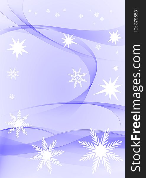 Snowflakes on a white-blue background with smooth lines. Snowflakes on a white-blue background with smooth lines