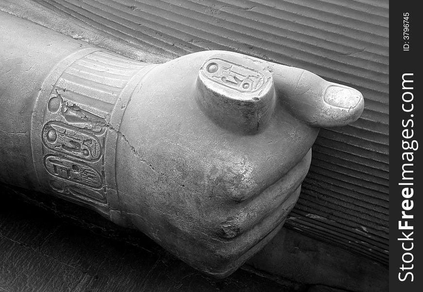 Sculpture of Pharaoh's hand in black and white. Sculpture of Pharaoh's hand in black and white